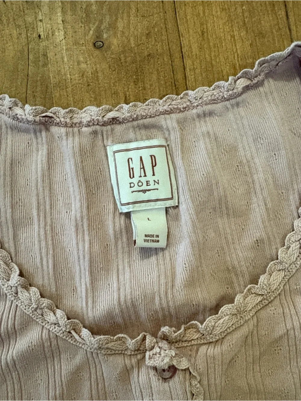 GAP x Doen pointelle Pink Ribbed Button Tank Top 10 L